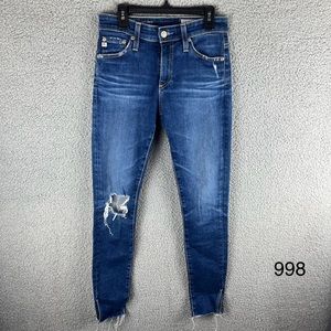 AG Adriano Goldschmeid Women’s Farrah‎ High-Rise Skinny Ankle Raw Hem Size 24R